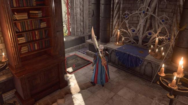 a trapdoor in the southwest corner of Stormshore Tabernacle