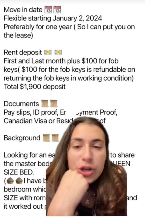 Viewers were blown away by the tenant requirements. Credit: TikTok/aserealty