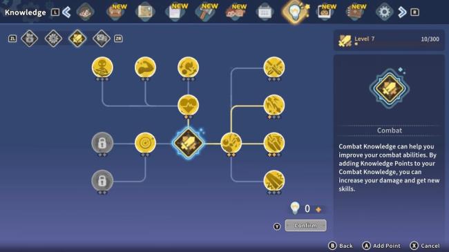 the combat knowedge points tree in my time at sandrock what are knowledge points