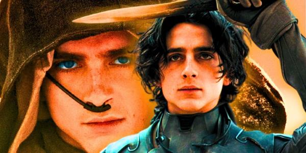 Timothée Chalamet as Paul Atreides holding knife in Dune 2